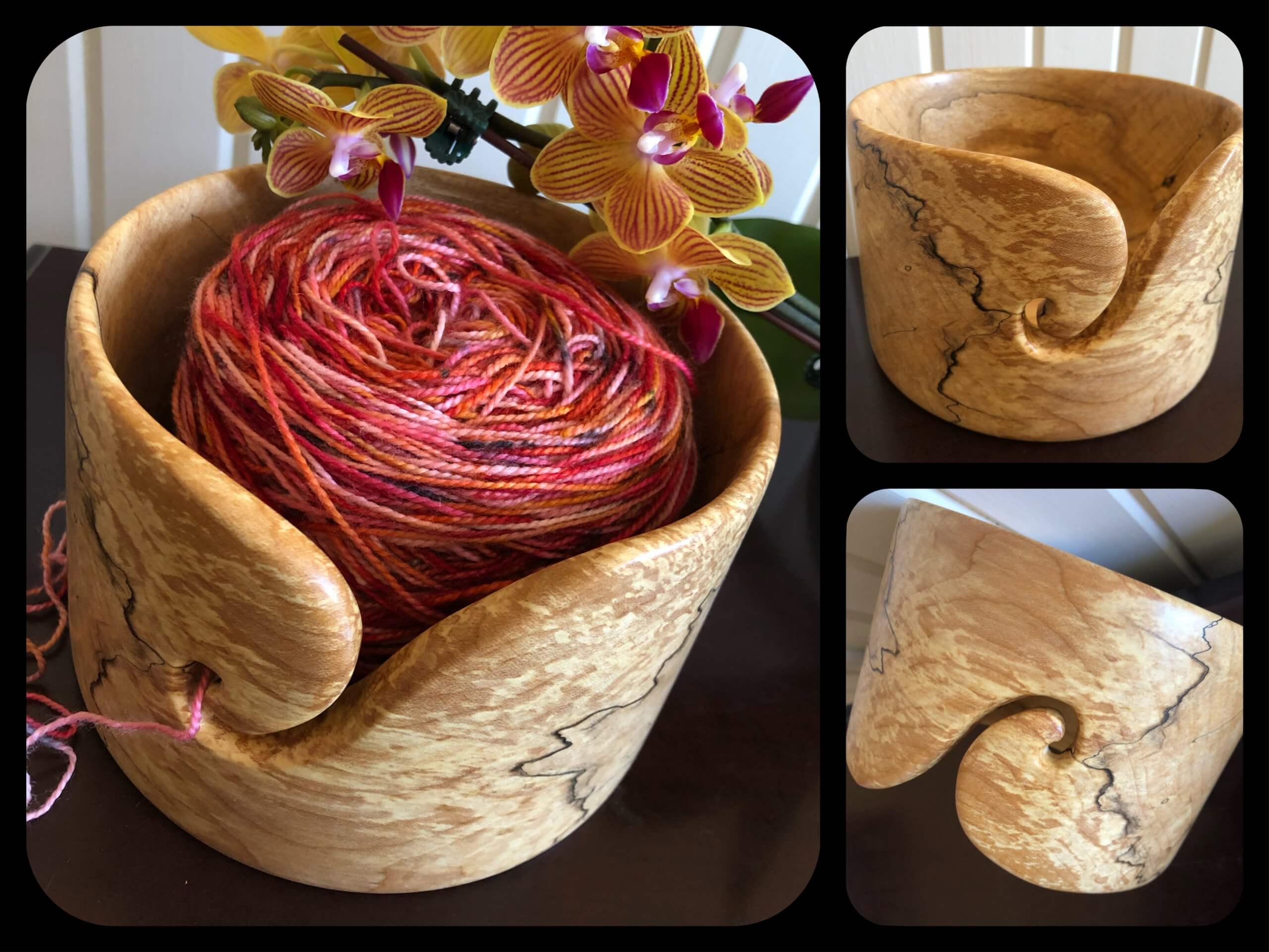 Bol En Bois Pour Laine Avec Coupe-fil - Forme Chat - 17 X 10 Cm - Accessoire Tricot & Crochet - Anti-dérapant